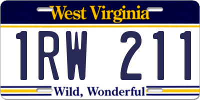 WV license plate 1RW211