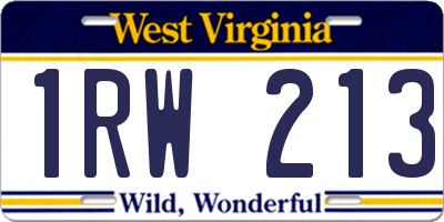 WV license plate 1RW213