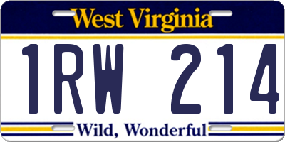 WV license plate 1RW214