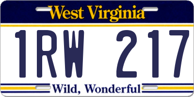 WV license plate 1RW217