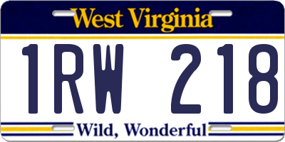 WV license plate 1RW218