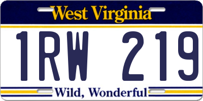 WV license plate 1RW219