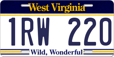 WV license plate 1RW220