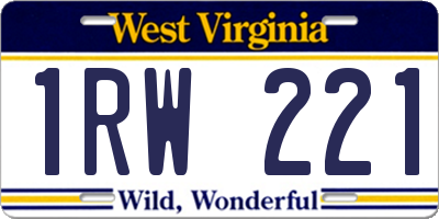 WV license plate 1RW221