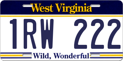 WV license plate 1RW222