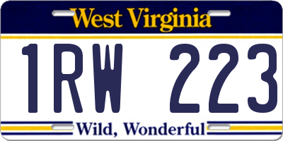 WV license plate 1RW223