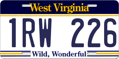 WV license plate 1RW226