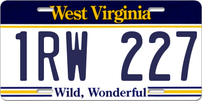 WV license plate 1RW227