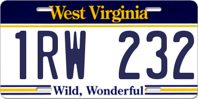 WV license plate 1RW232