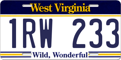 WV license plate 1RW233