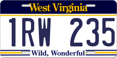 WV license plate 1RW235