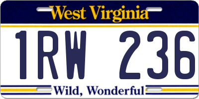 WV license plate 1RW236