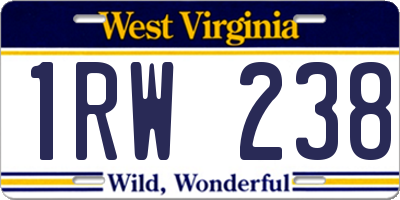 WV license plate 1RW238