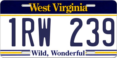 WV license plate 1RW239