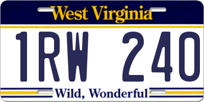 WV license plate 1RW240