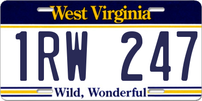 WV license plate 1RW247