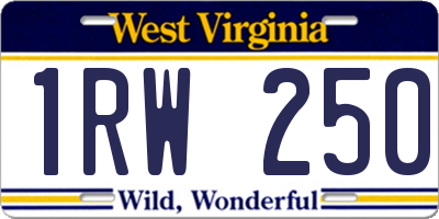 WV license plate 1RW250