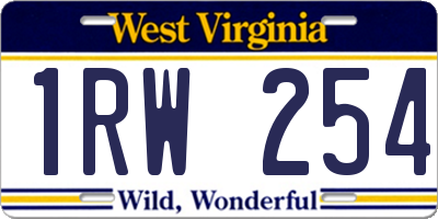 WV license plate 1RW254