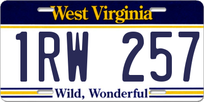 WV license plate 1RW257