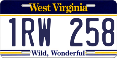 WV license plate 1RW258