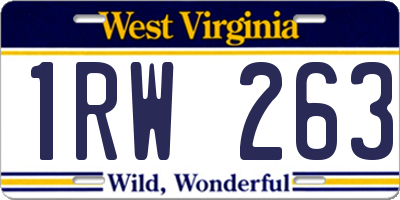 WV license plate 1RW263
