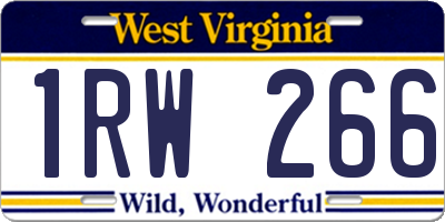 WV license plate 1RW266