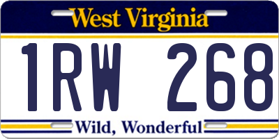 WV license plate 1RW268