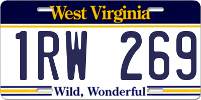 WV license plate 1RW269