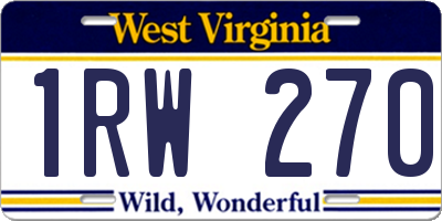 WV license plate 1RW270