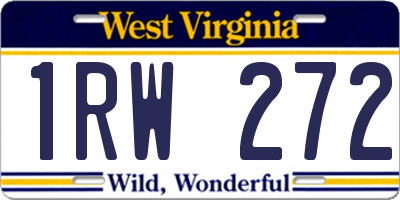 WV license plate 1RW272