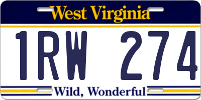 WV license plate 1RW274
