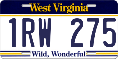 WV license plate 1RW275