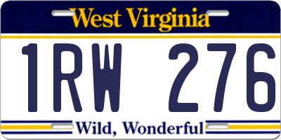 WV license plate 1RW276