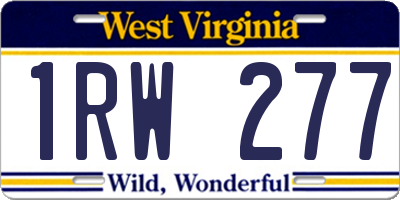 WV license plate 1RW277