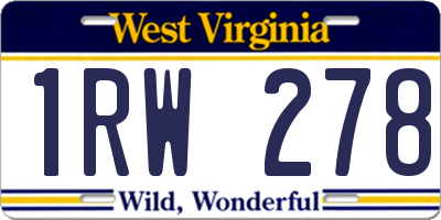WV license plate 1RW278