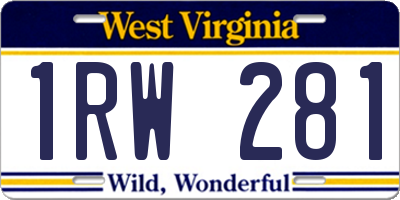 WV license plate 1RW281