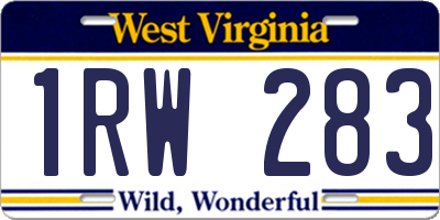 WV license plate 1RW283