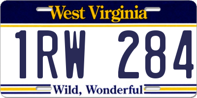 WV license plate 1RW284
