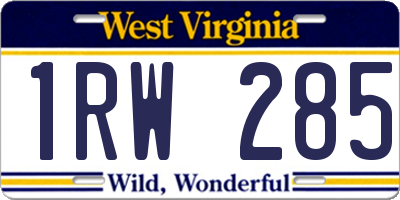 WV license plate 1RW285