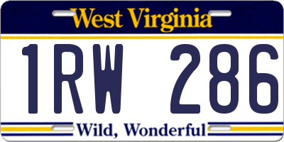 WV license plate 1RW286