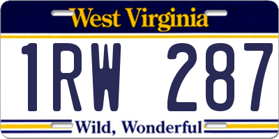 WV license plate 1RW287