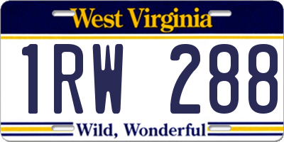 WV license plate 1RW288