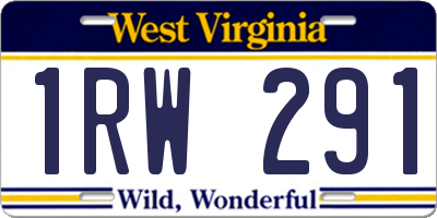 WV license plate 1RW291