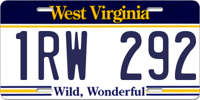WV license plate 1RW292
