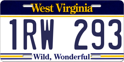 WV license plate 1RW293