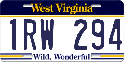 WV license plate 1RW294