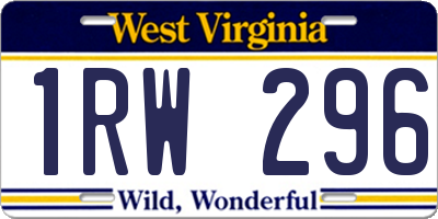WV license plate 1RW296