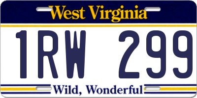 WV license plate 1RW299