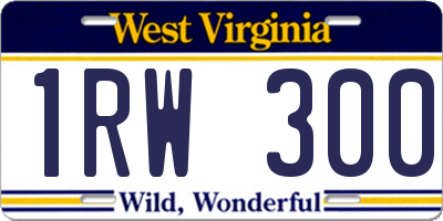 WV license plate 1RW300