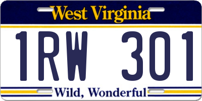 WV license plate 1RW301